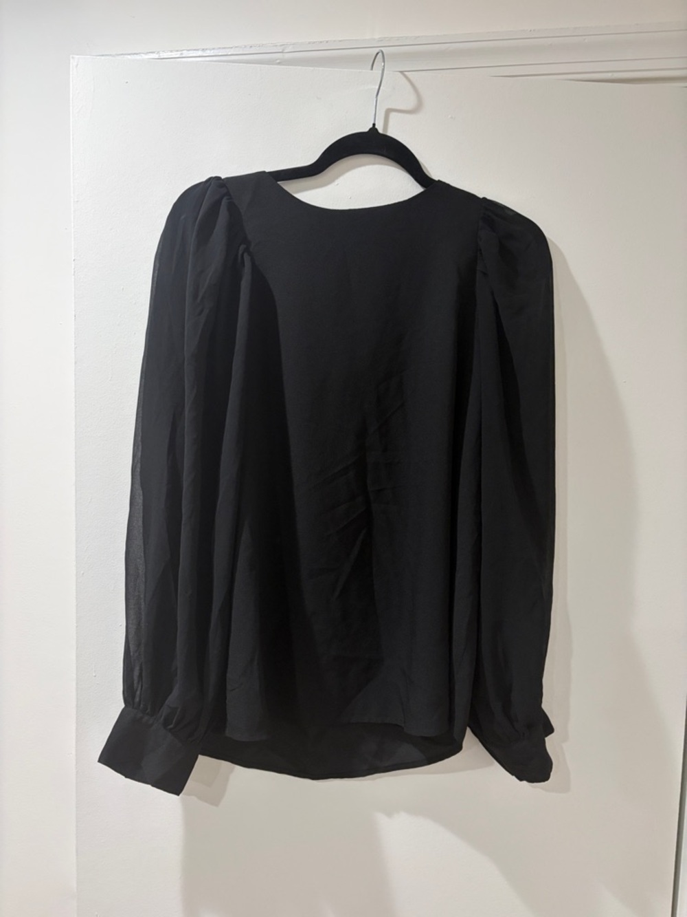 Ann Taylor Black Puff Sleeve Blouse